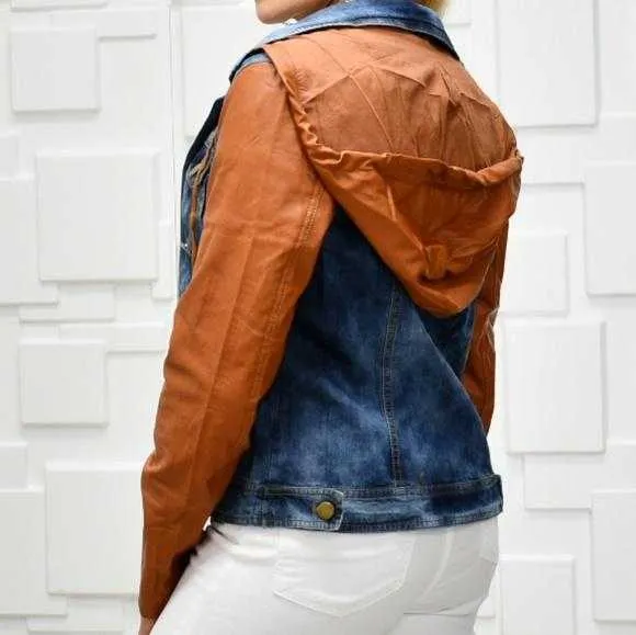 JORDAN Denim Faux Leather Jacket