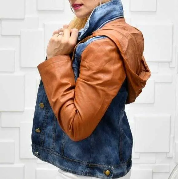 JORDAN Denim Faux Leather Jacket