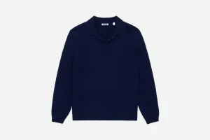 Long Sleeve Knit Polo ~ Midnight Alpaca