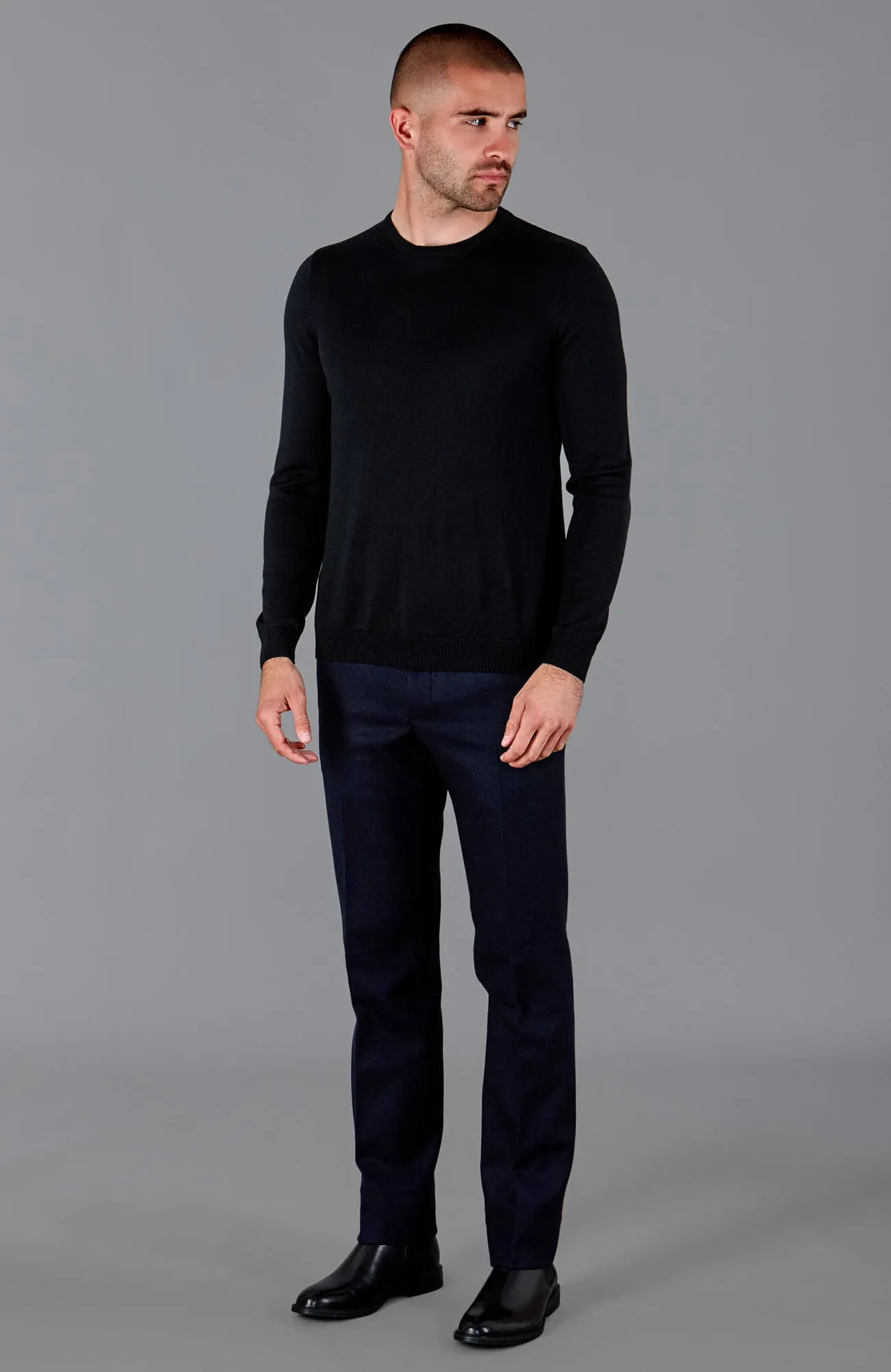 Mens Extra Fine Merino Wool Crew Neck Jumper