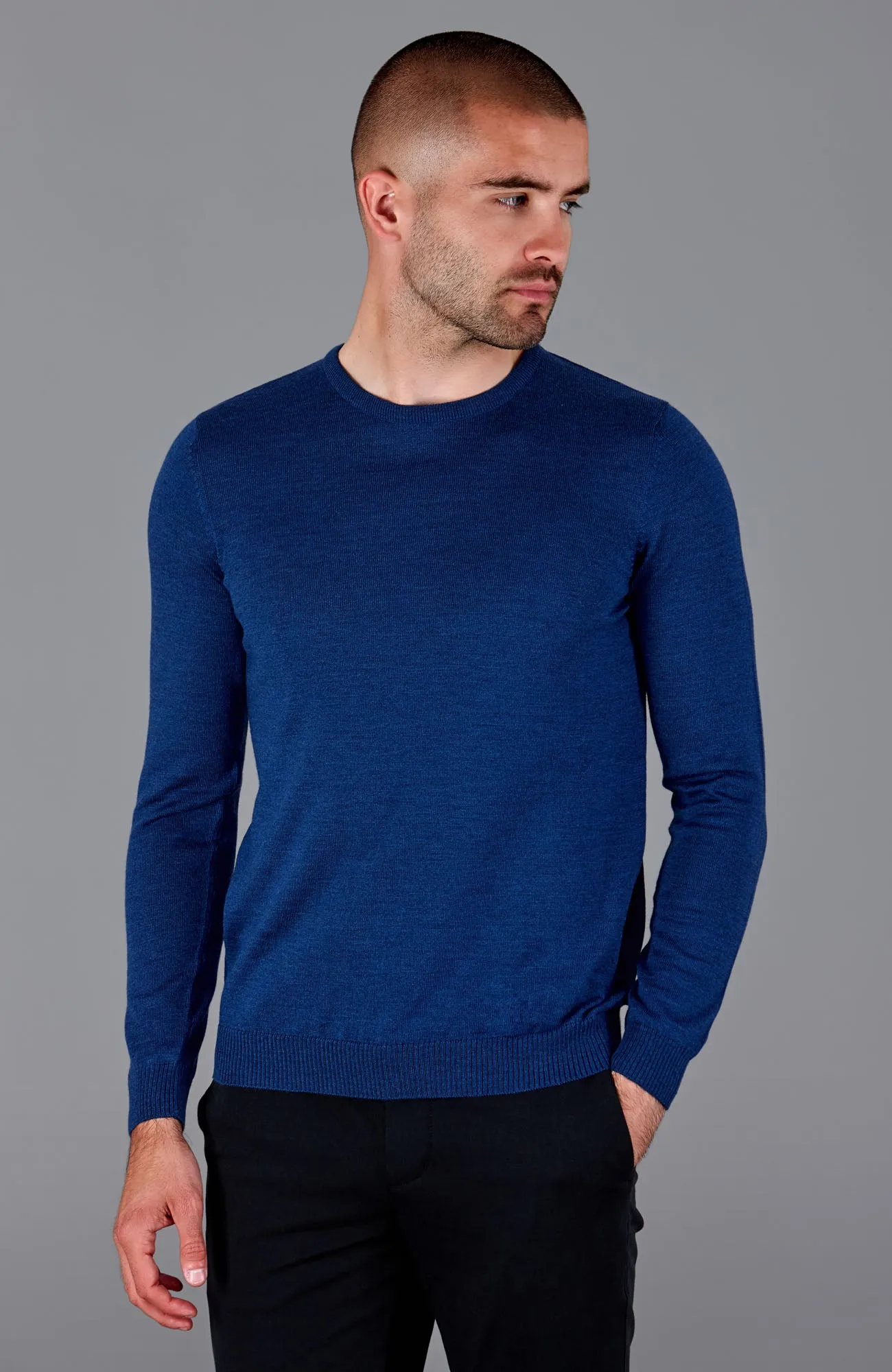 Mens Extra Fine Merino Wool Crew Neck Jumper