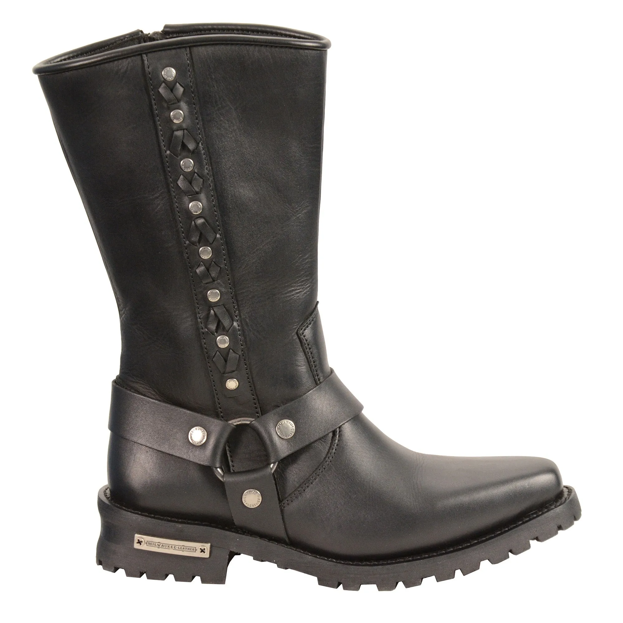 Men’s Harness Boot w/ Braid & Riveted Details