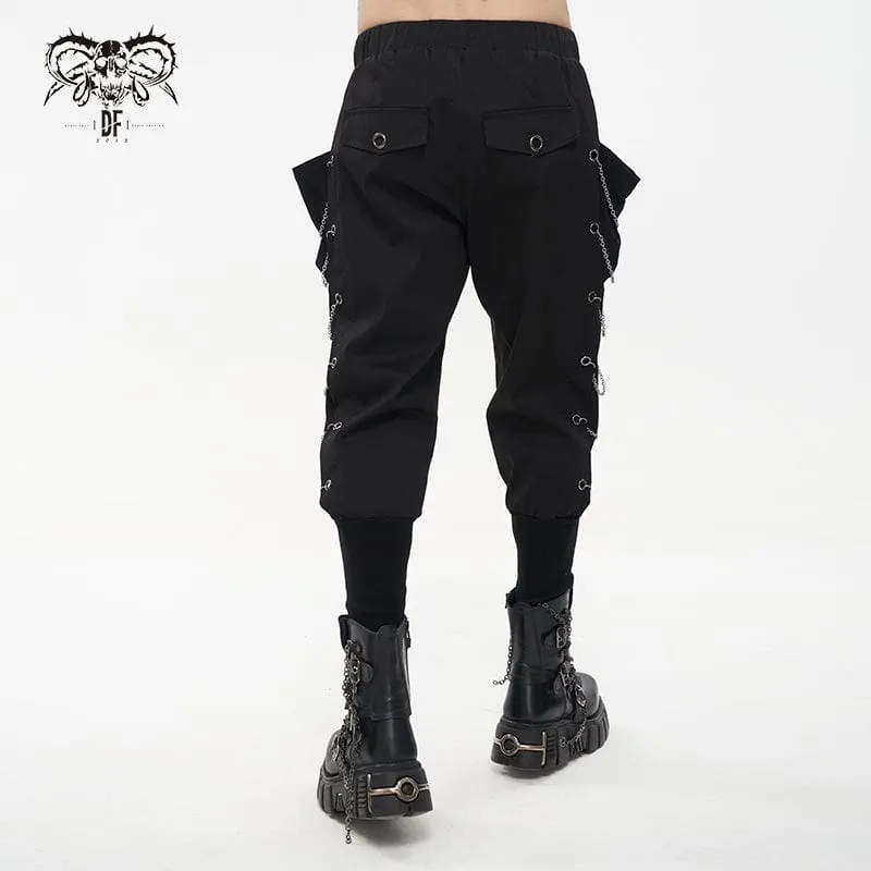 Men's Punk Big-pocket Chains Jogger Pants