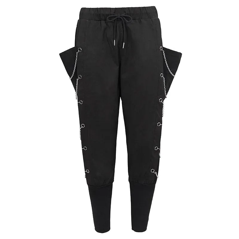 Men's Punk Big-pocket Chains Jogger Pants