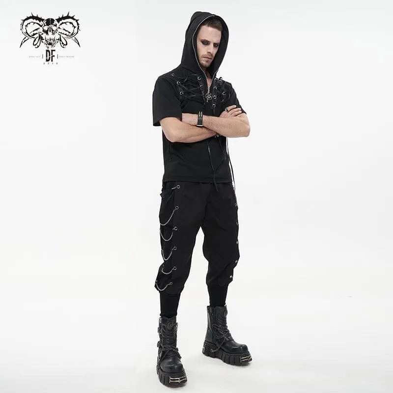 Men's Punk Big-pocket Chains Jogger Pants