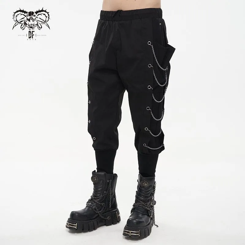 Men's Punk Big-pocket Chains Jogger Pants