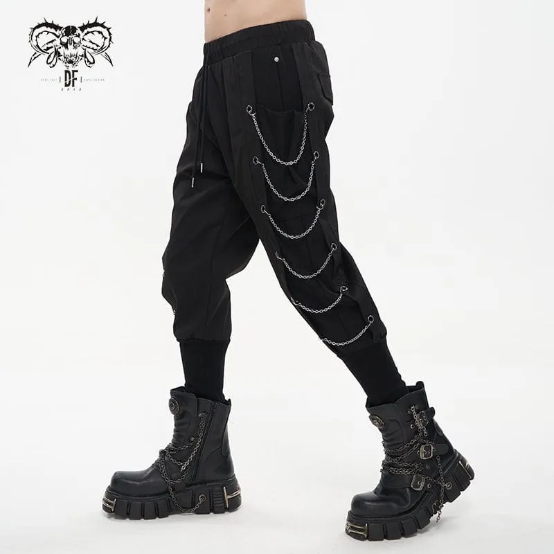 Men's Punk Big-pocket Chains Jogger Pants