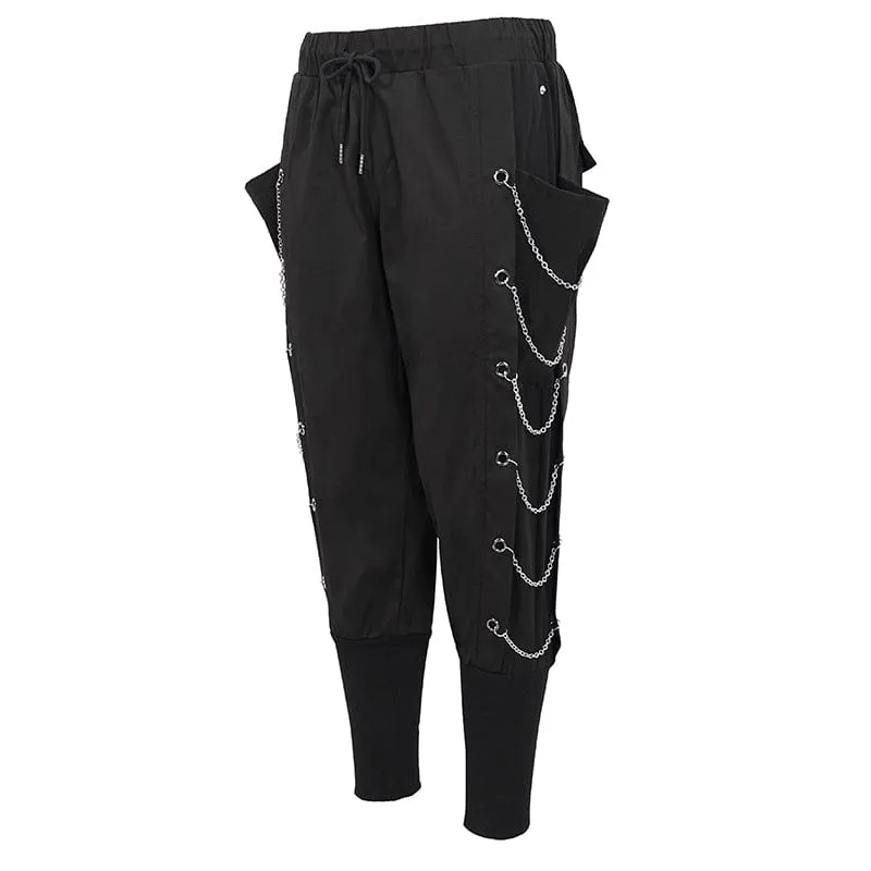 Men's Punk Big-pocket Chains Jogger Pants