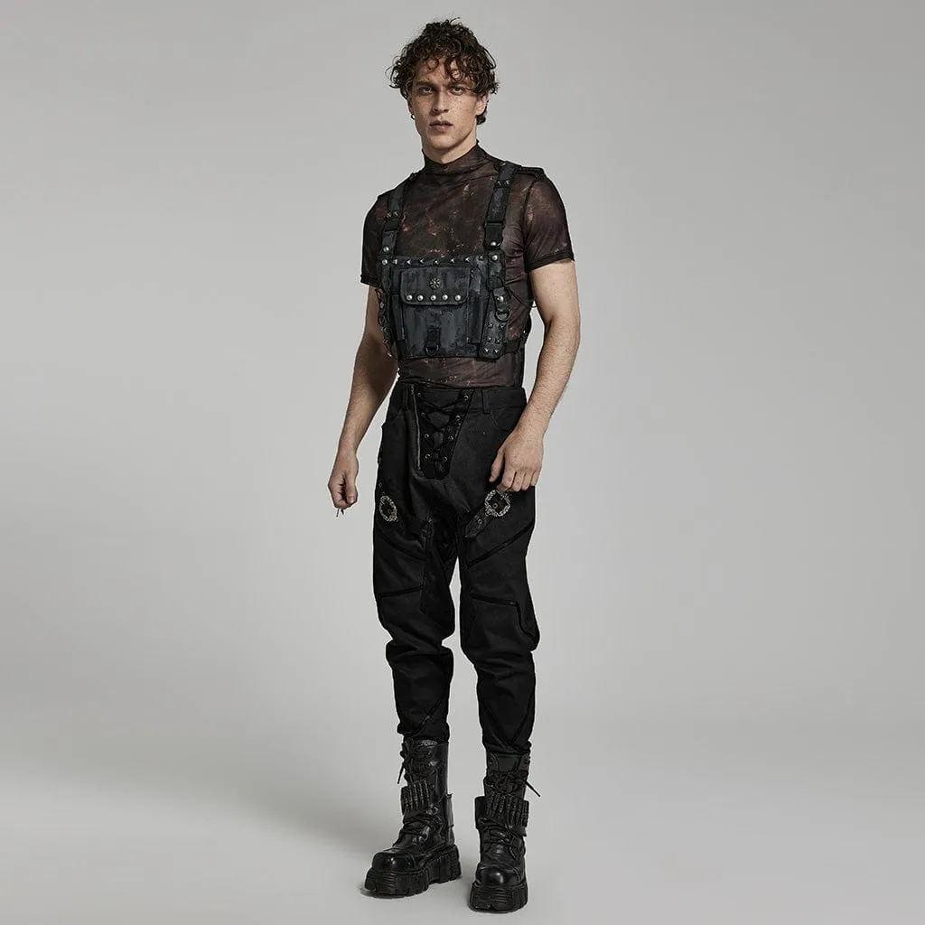 Men's Punk High-waisted Buckle Jogger Pants