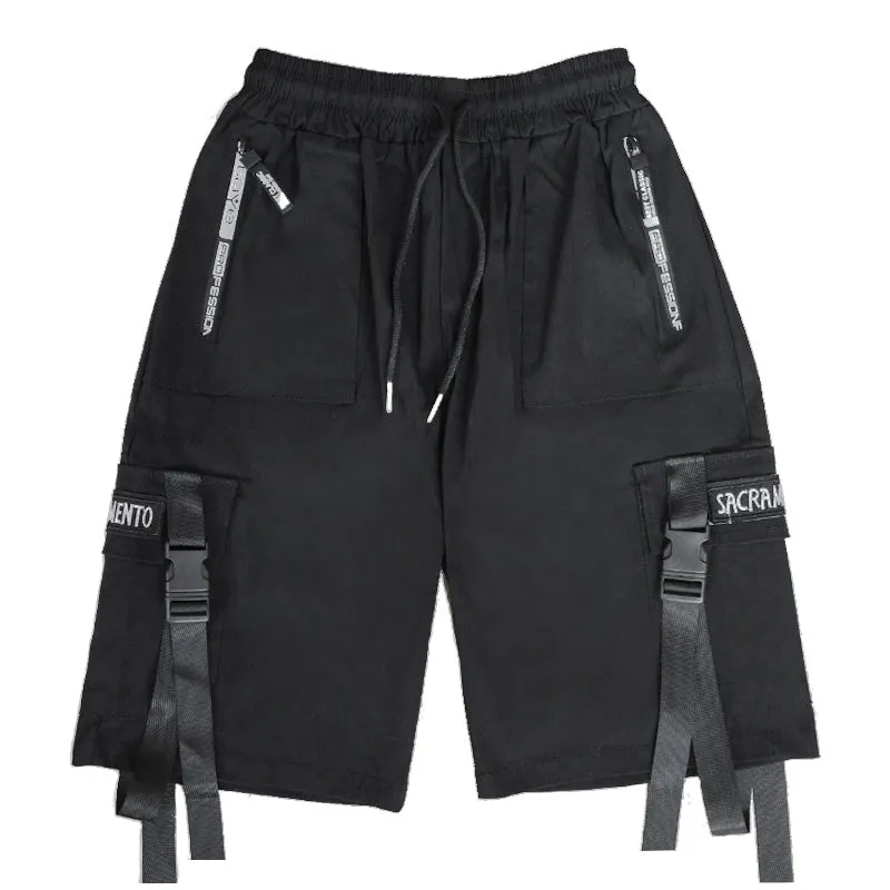 Mens Shorts Loose Summer Cargo Pants Shorts Jogger Streetwear Hip Hop Punk Sport Sweatshorts Techwear Fashion Casual Clothing