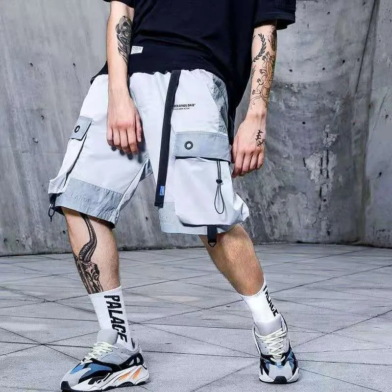 Mens Shorts Loose Summer Cargo Pants Shorts Jogger Streetwear Hip Hop Punk Sport Sweatshorts Techwear Fashion Casual Clothing