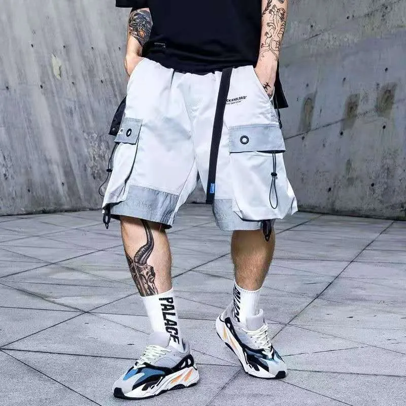 Mens Shorts Loose Summer Cargo Pants Shorts Jogger Streetwear Hip Hop Punk Sport Sweatshorts Techwear Fashion Casual Clothing