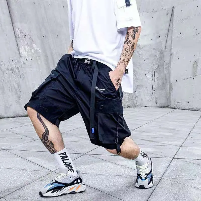 Mens Shorts Loose Summer Cargo Pants Shorts Jogger Streetwear Hip Hop Punk Sport Sweatshorts Techwear Fashion Casual Clothing