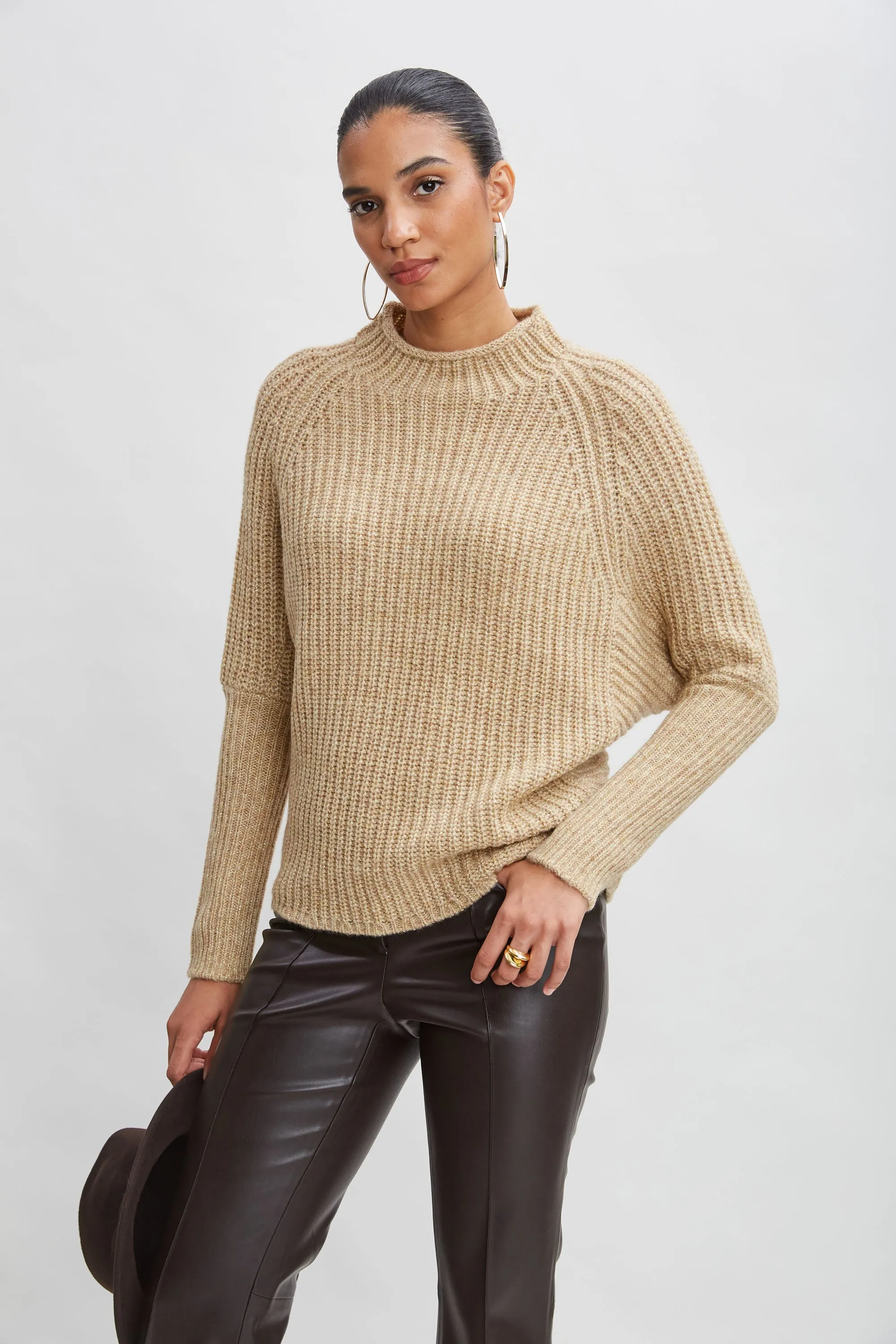 Metallic Mock Neck Sweater