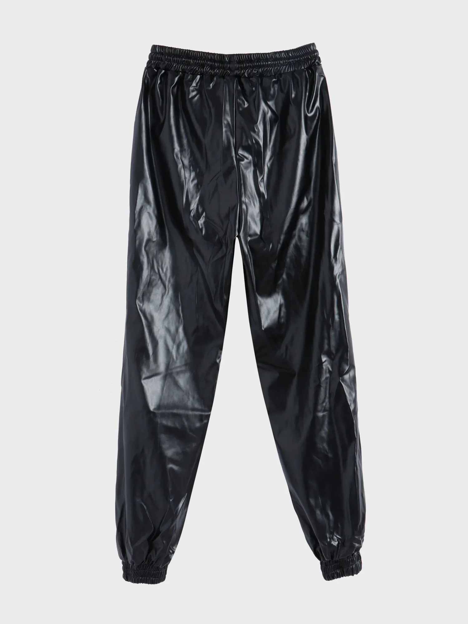 Midsize Elastic-Waisted Harem Leather Jogger Pants