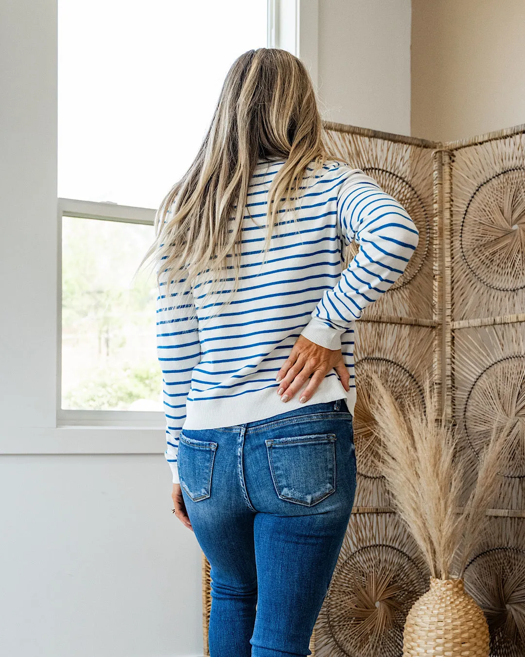 NEW! Camila Striped Crewneck Sweater - Blue