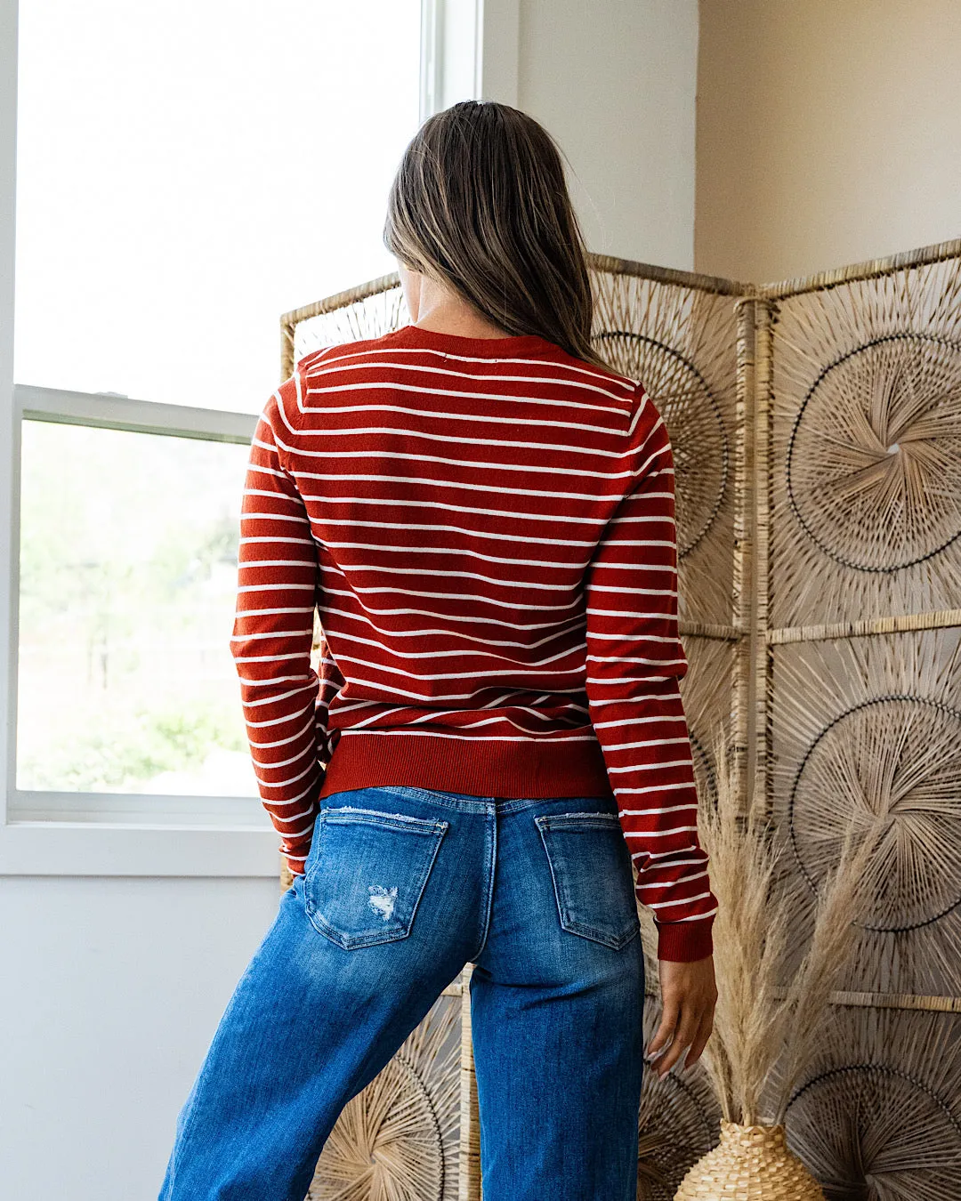 NEW! Camila Striped Crewneck Sweater - Picante