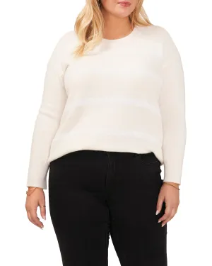 Plus-Size Crewneck Sequin Stripe Sweater