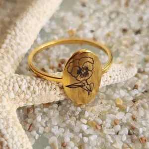 POPPY FLOWER - GOLD WATERPROOF RING