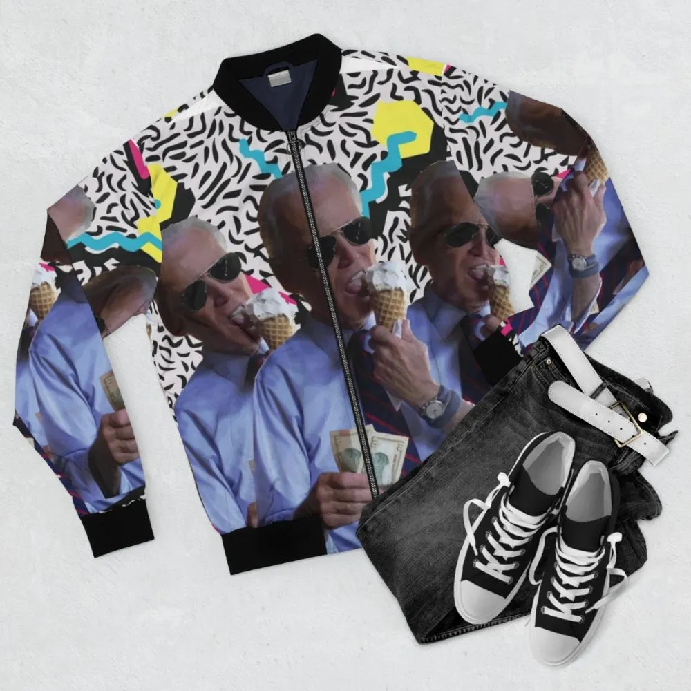 "90s Vaporwave Biden FTW Bomber Jacket"