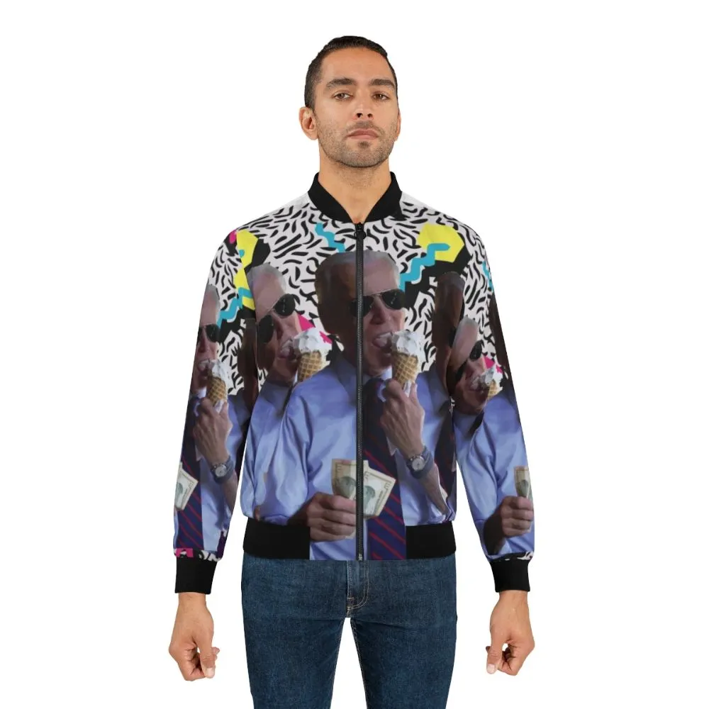 "90s Vaporwave Biden FTW Bomber Jacket"