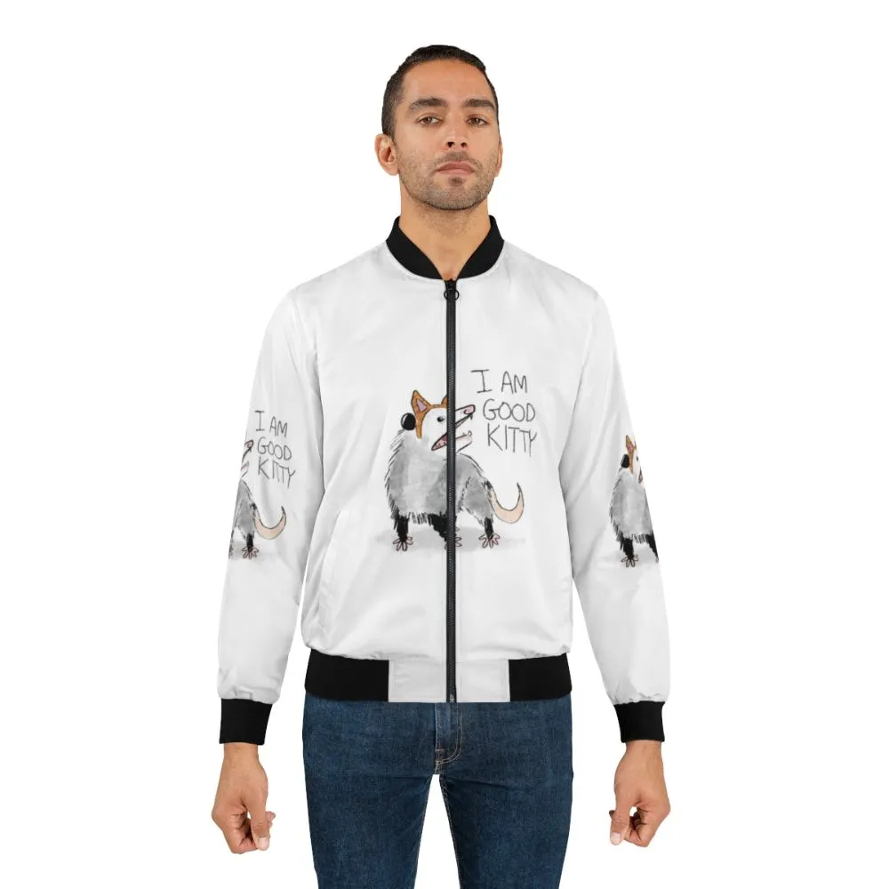 "Cute Possum and Kitty" Bomber Jacket