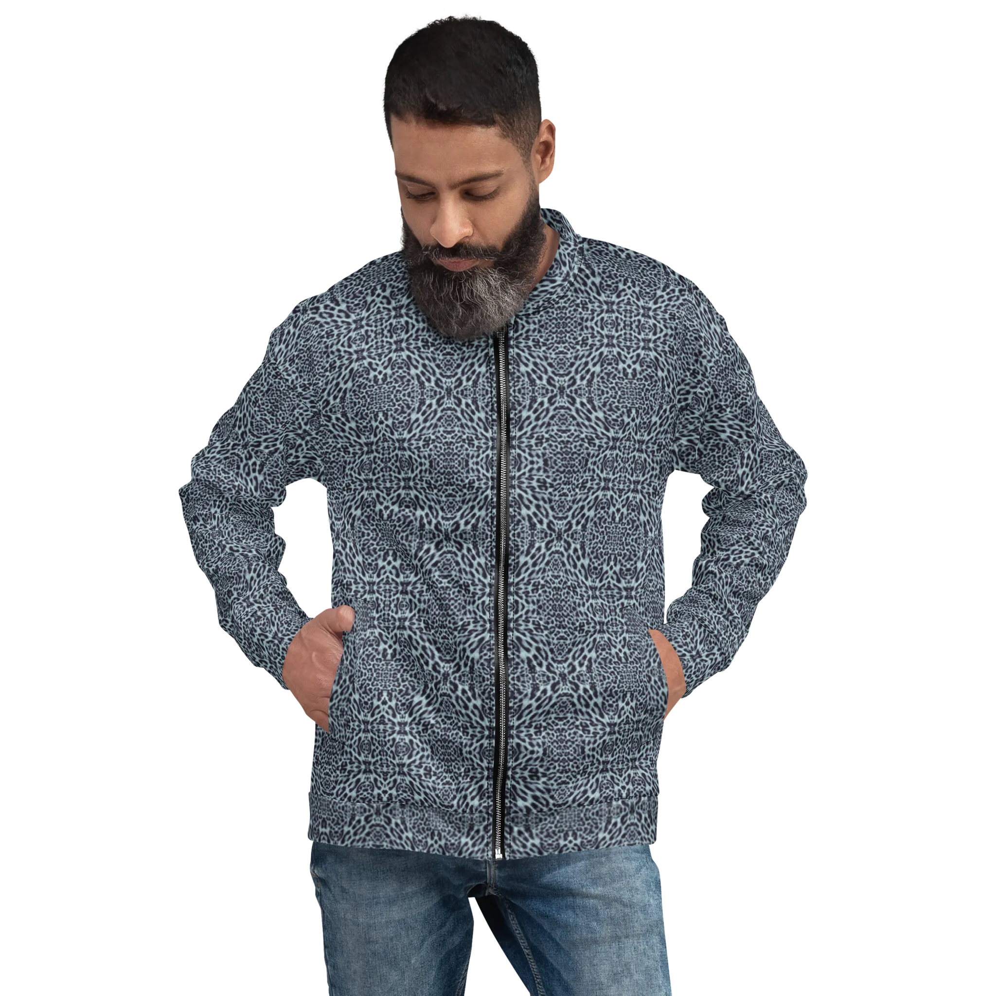 Recursia Contemplative Jaguar II Men's Bomber Jacket In Blue