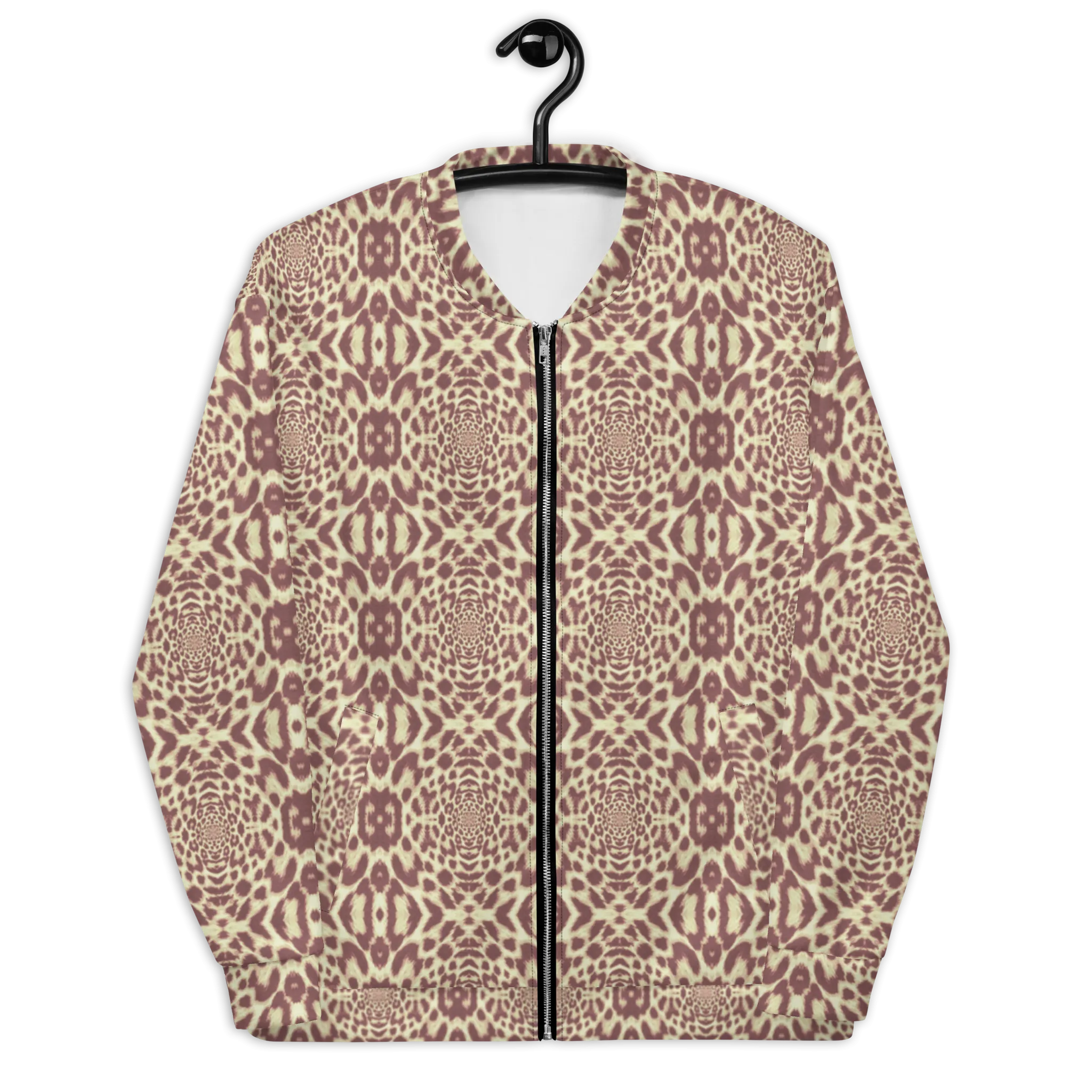 Recursia Contemplative Jaguar Men's Bomber Jacket In Pink