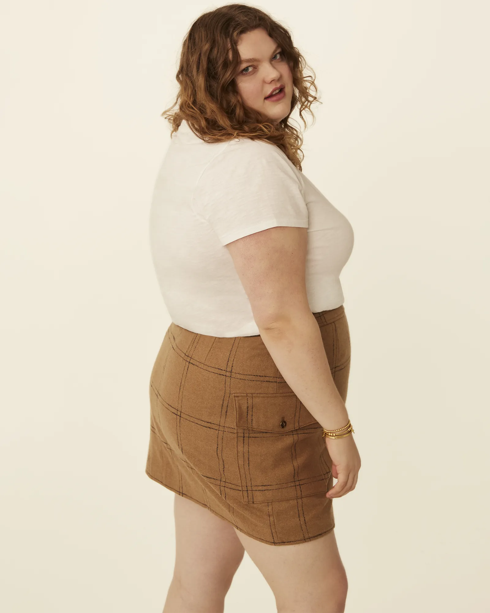 (Re)sourced Zip-Front Mini Skirt | Tan