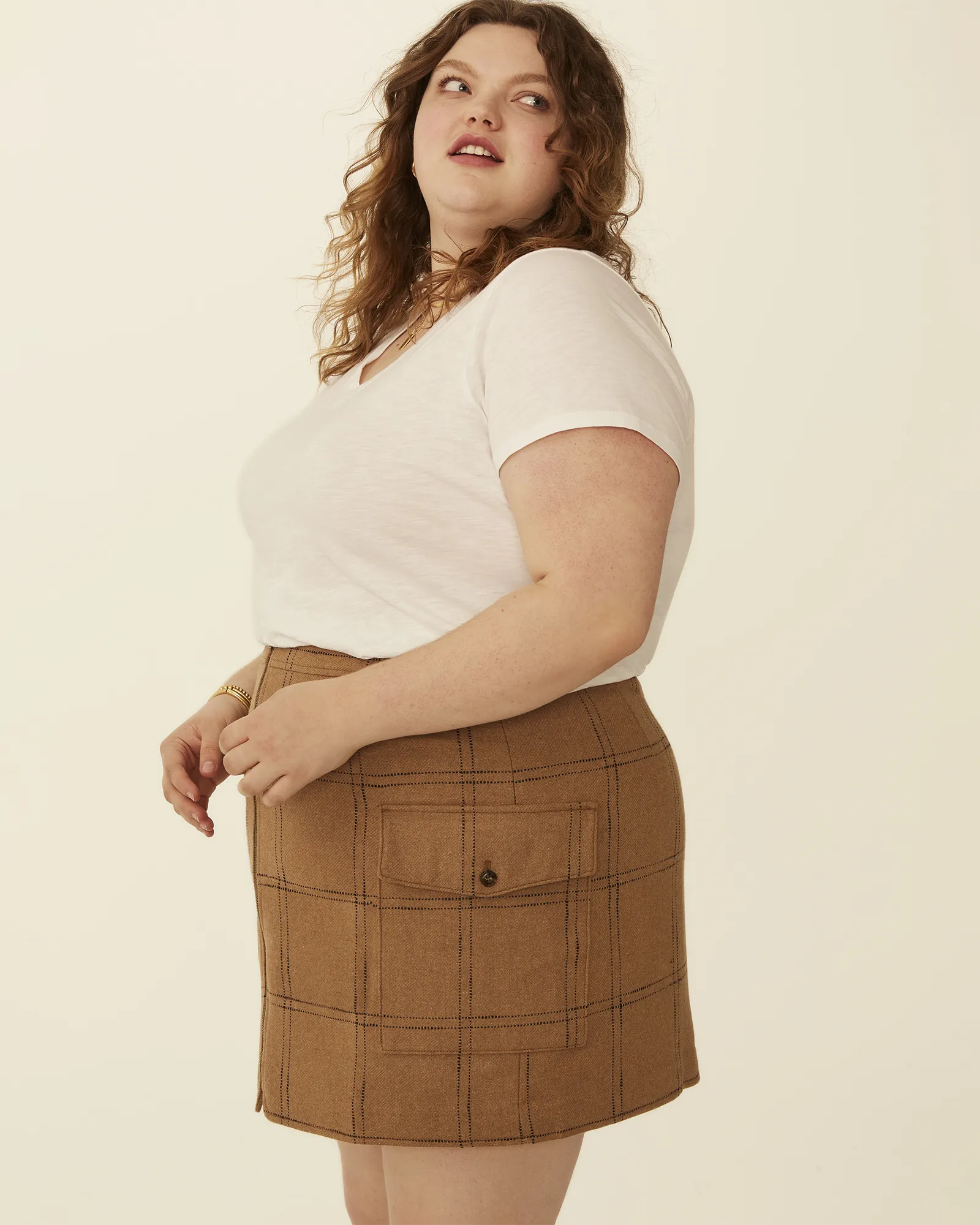 (Re)sourced Zip-Front Mini Skirt | Tan