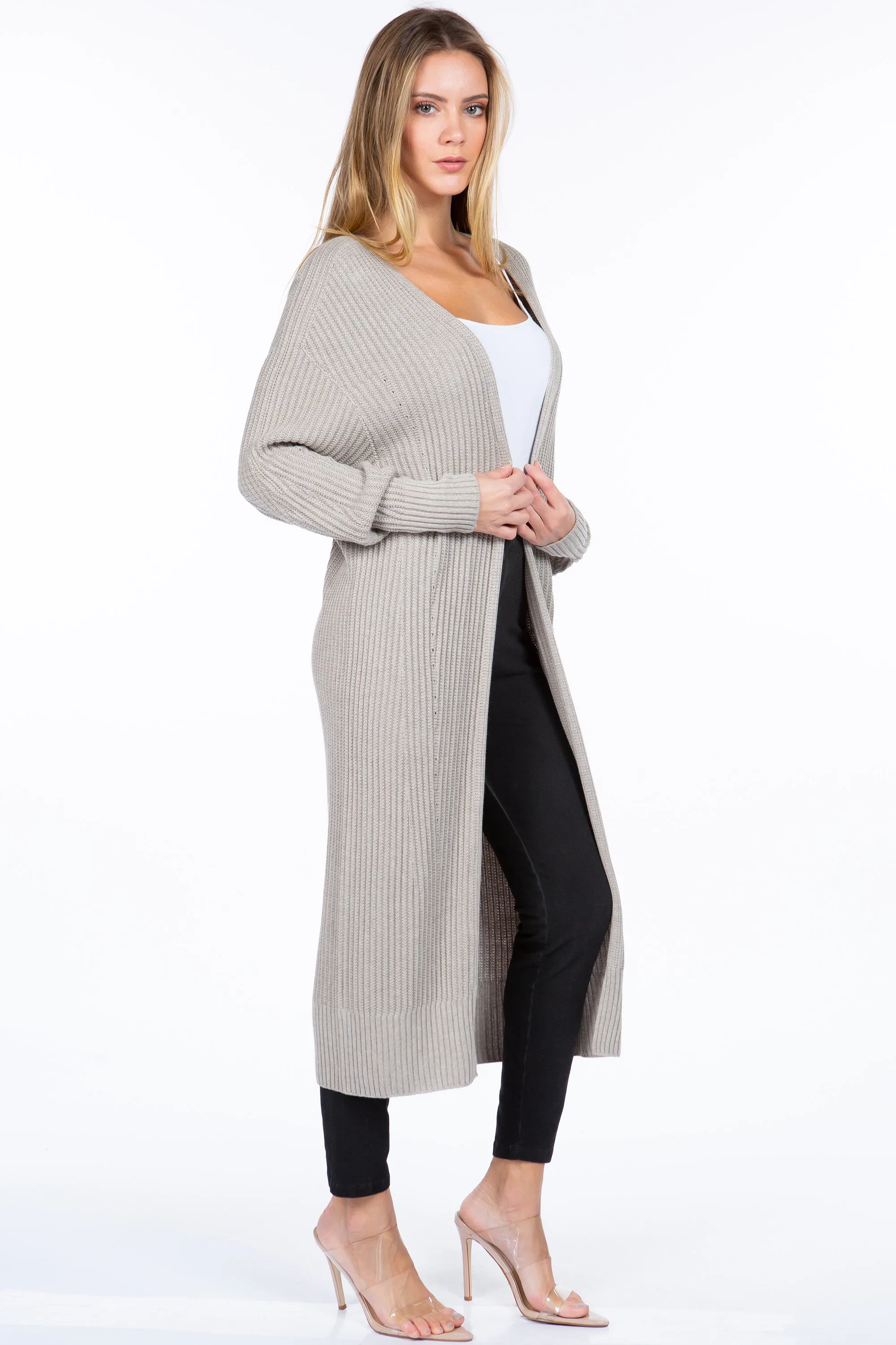 Seamless Sustainable Sweater-Knit Ribbed Duster