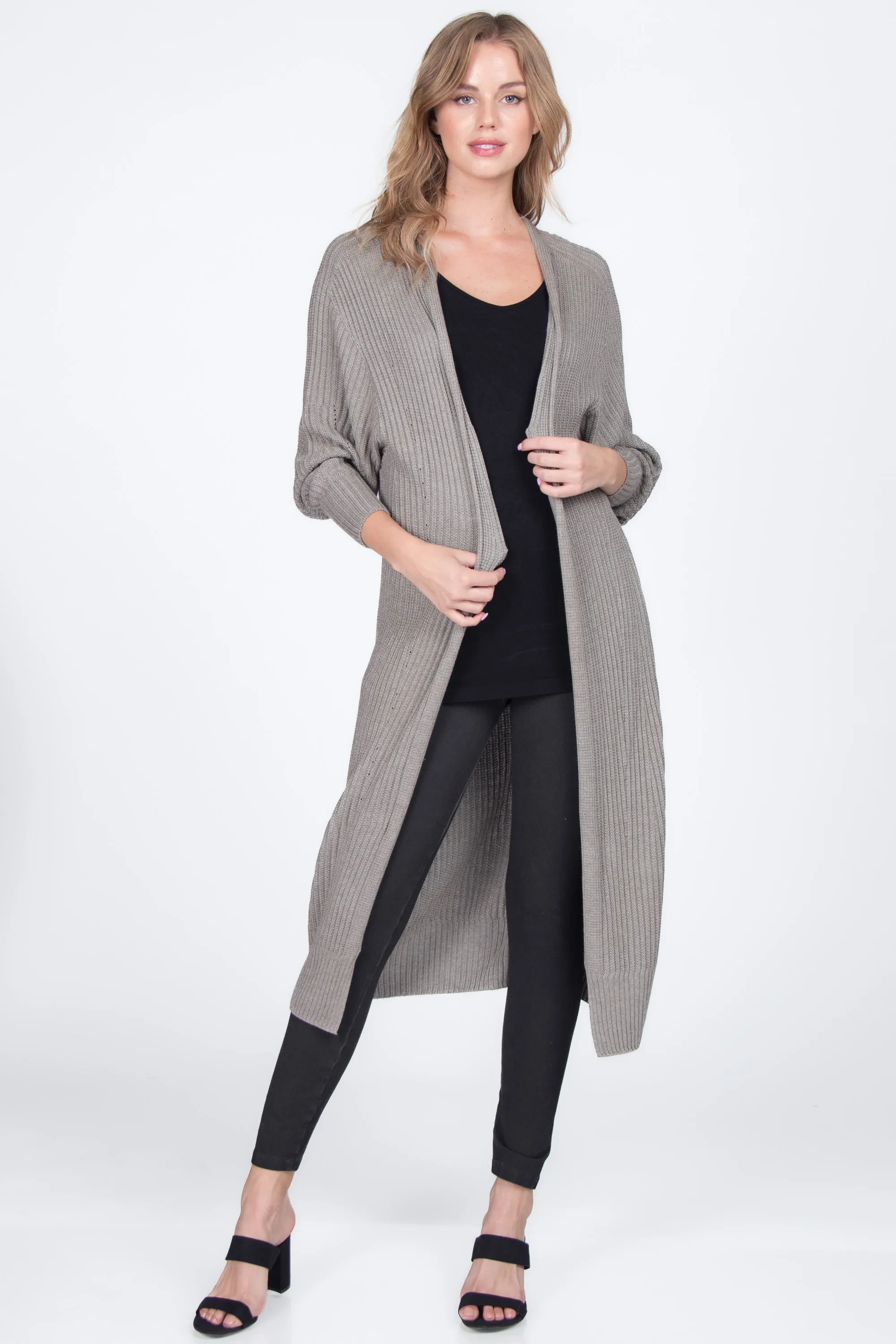 Seamless Sustainable Sweater-Knit Ribbed Duster