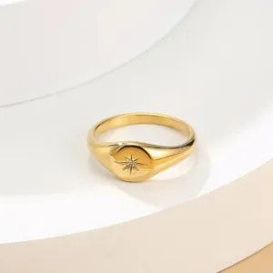 SIGNET STAR  - WATERPROOF 18K GOLD RING