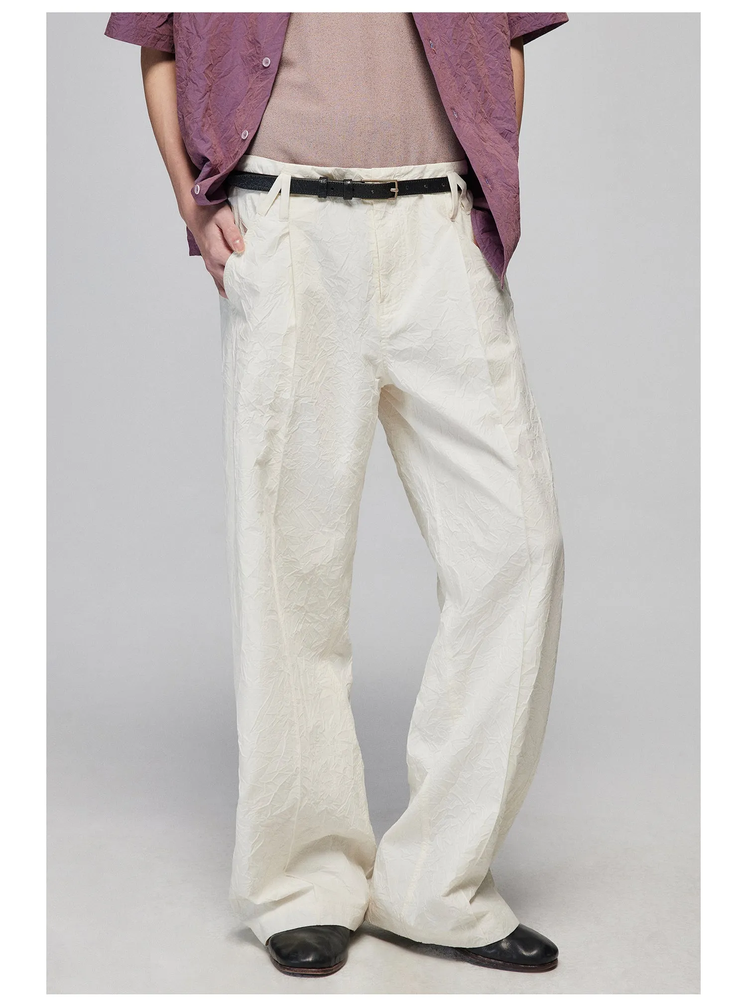 Smocking Texture Casual Pants