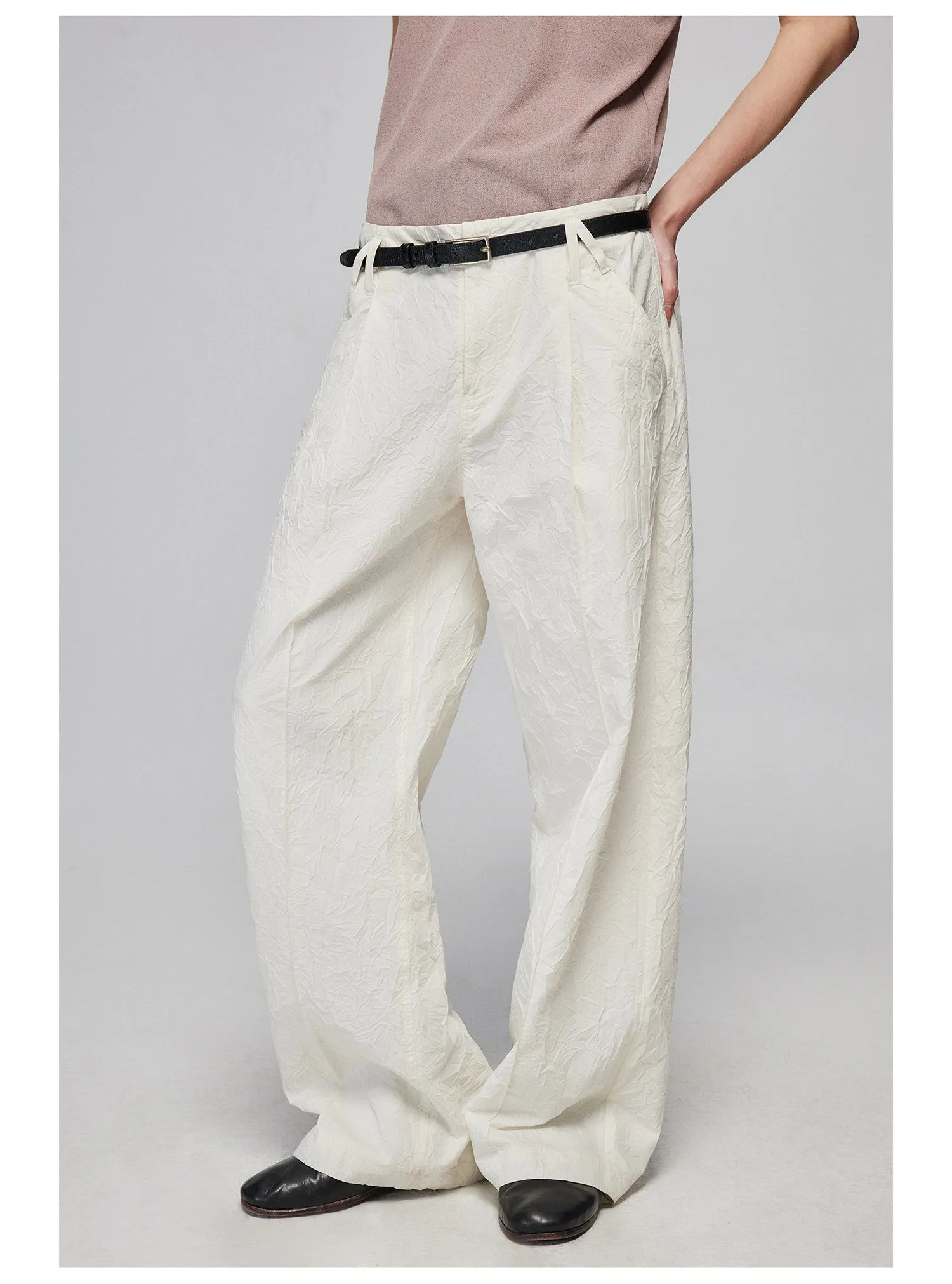 Smocking Texture Casual Pants