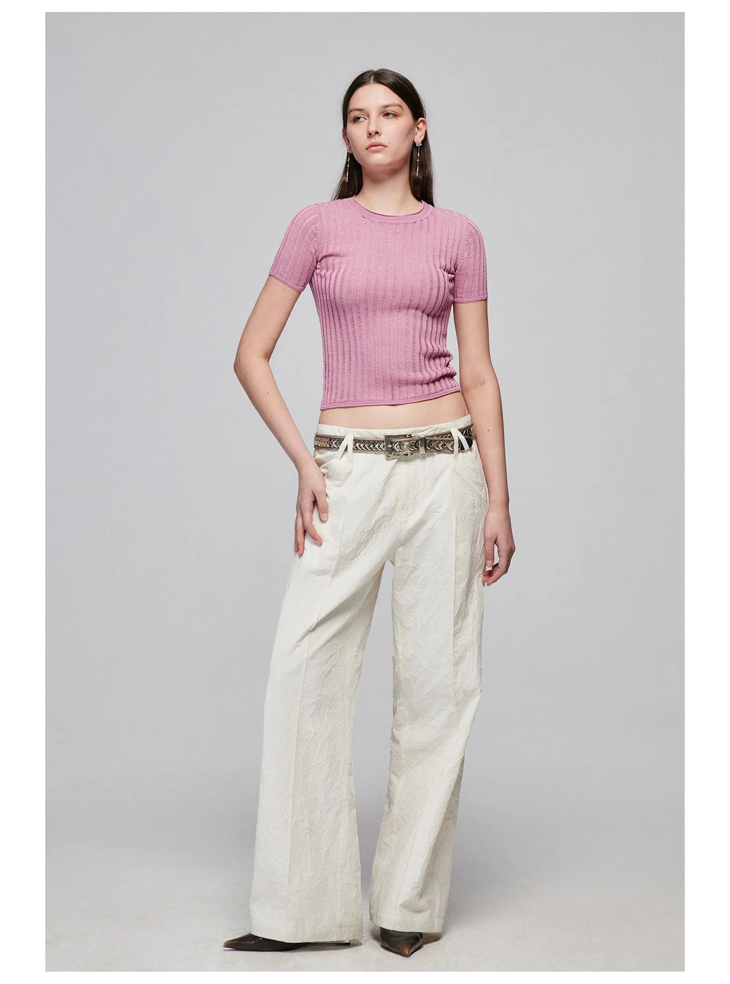 Smocking Texture Casual Pants