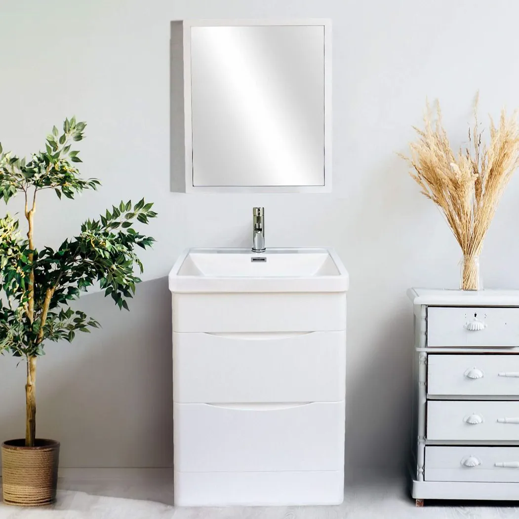 Stockholm 24" W x 18" D x 33" H Bathroom Vanity in White with Ceramic Vanity Top