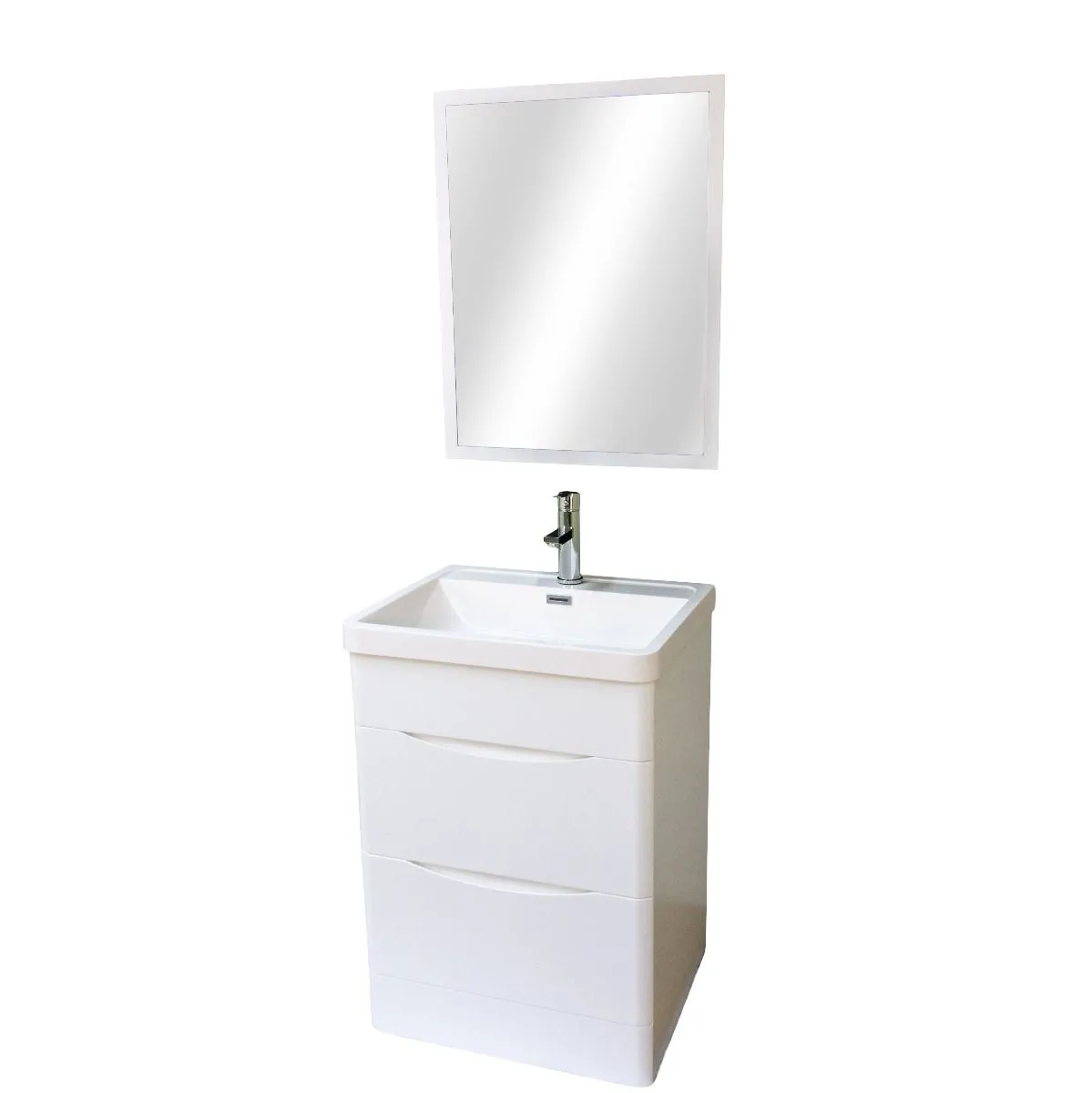 Stockholm 24" W x 18" D x 33" H Bathroom Vanity in White with Ceramic Vanity Top