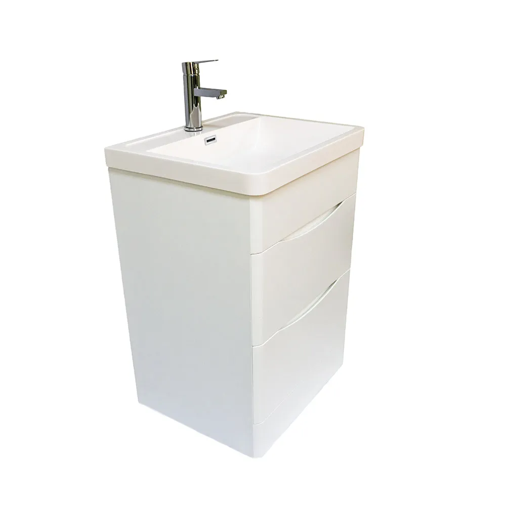 Stockholm 24" W x 18" D x 33" H Bathroom Vanity in White with Ceramic Vanity Top