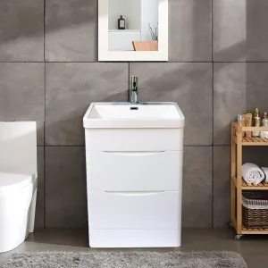 Stockholm 24" W x 18" D x 33" H Bathroom Vanity in White with Ceramic Vanity Top