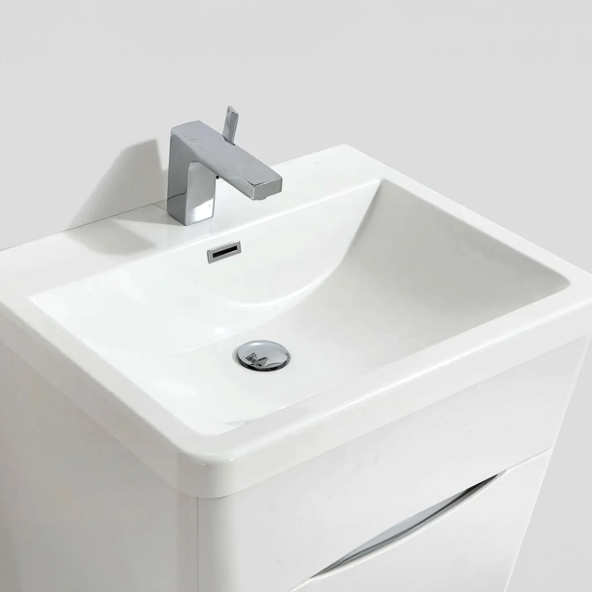 Stockholm 24" W x 18" D x 33" H Bathroom Vanity in White with Ceramic Vanity Top