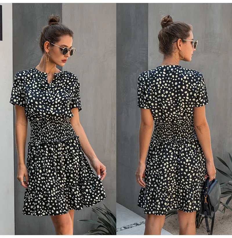 Summer Cuteness Leopard Print Ruffle dress | Ruffle Smock Dress | Cute short casual dress