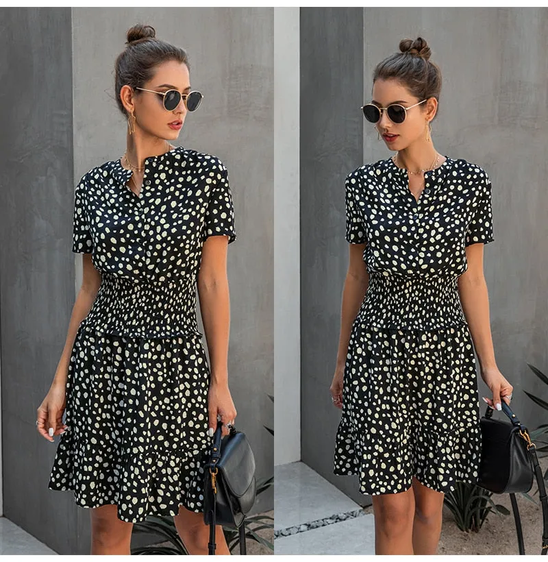 Summer Cuteness Leopard Print Ruffle dress | Ruffle Smock Dress | Cute short casual dress