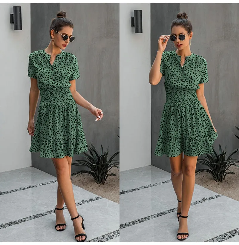 Summer Cuteness Leopard Print Ruffle dress | Ruffle Smock Dress | Cute short casual dress