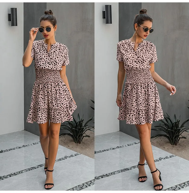 Summer Cuteness Leopard Print Ruffle dress | Ruffle Smock Dress | Cute short casual dress