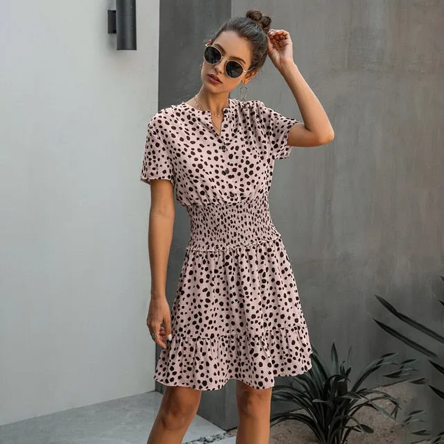 Summer Cuteness Leopard Print Ruffle dress | Ruffle Smock Dress | Cute short casual dress