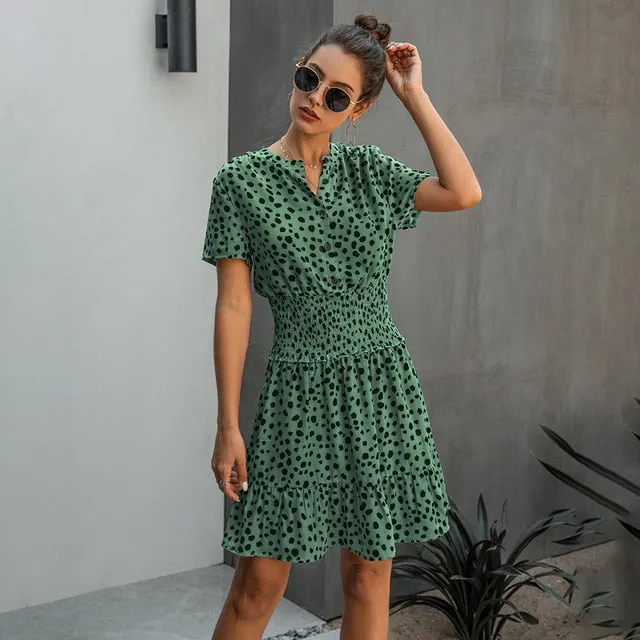 Summer Cuteness Leopard Print Ruffle dress | Ruffle Smock Dress | Cute short casual dress