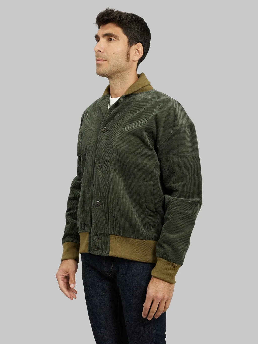 Tanuki "Sazanami" Corduroy Bayberry Dyed Green Jacket