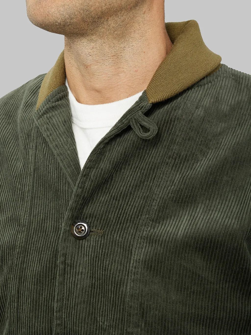 Tanuki "Sazanami" Corduroy Bayberry Dyed Green Jacket