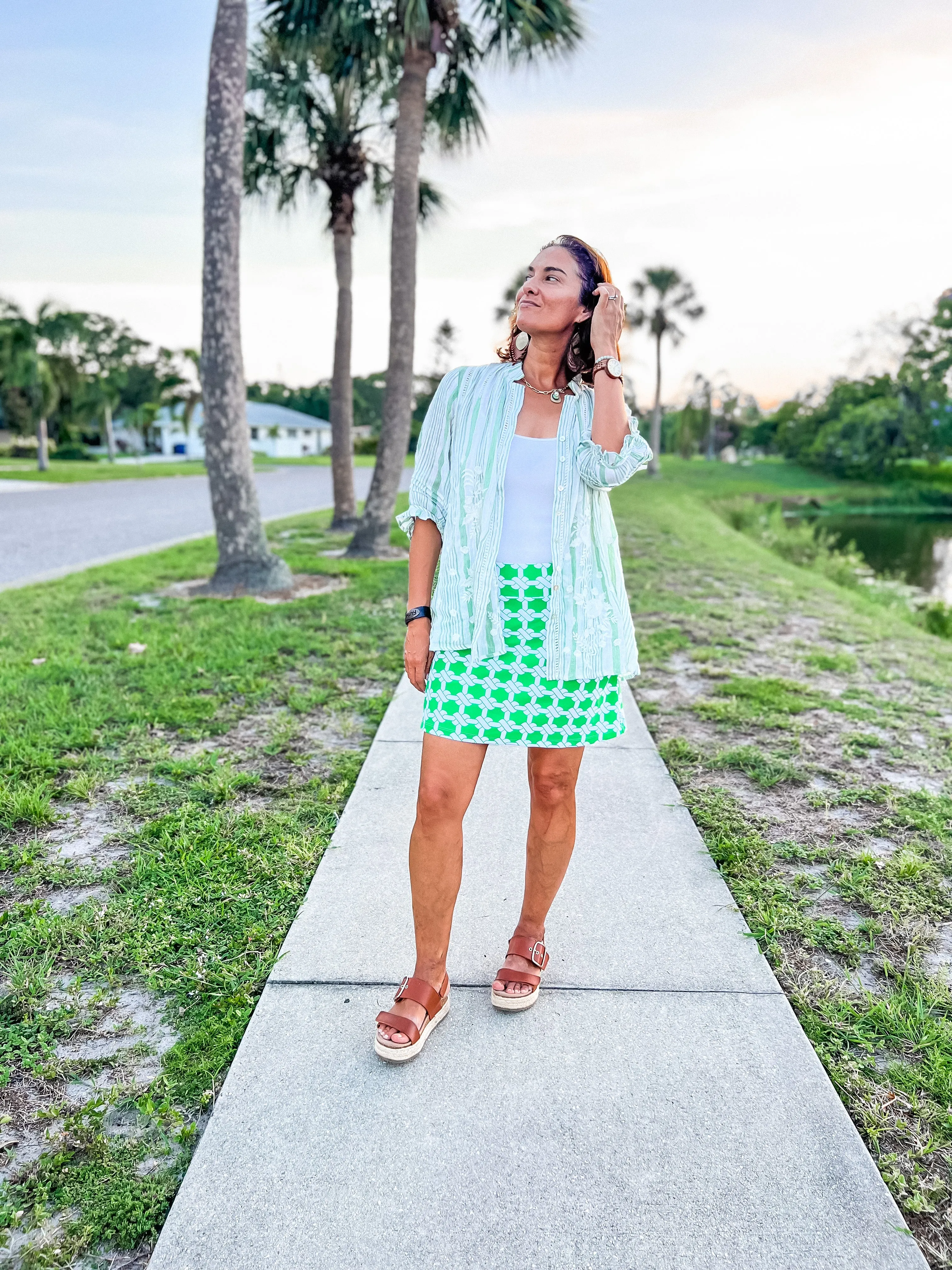 Tenerife Skort in Green Nautical Knots